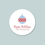 Argyle Ornament - Personalized Round Gift Sticker - The Note House