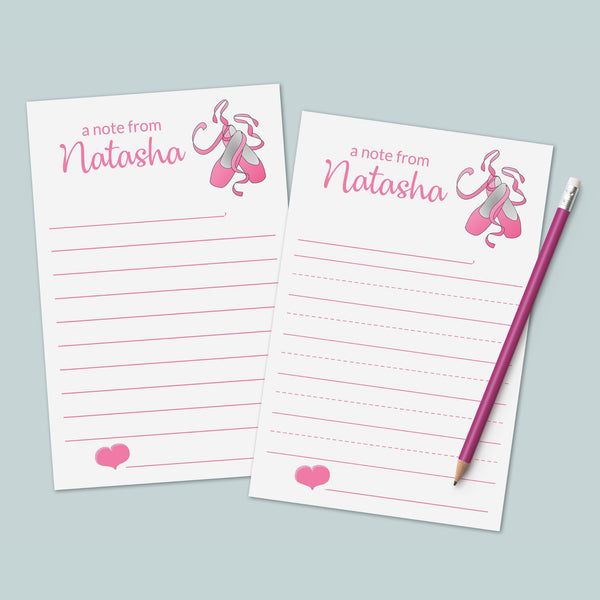 Ballerina - Personalized Lined Letter Writing Stationery - The Note House
