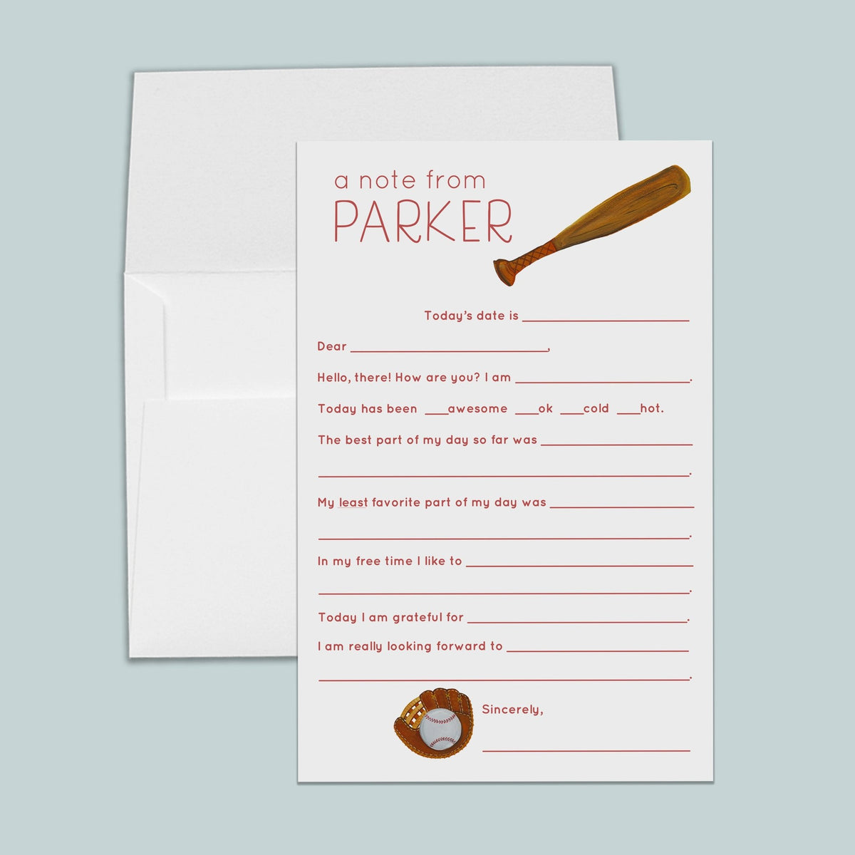 Baseball and Softball - Personalized Fill-in Letter Template - The Note House