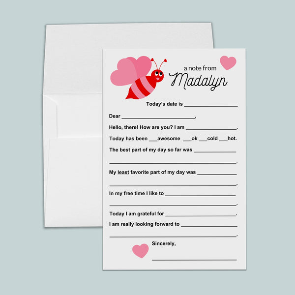 Bee Mine Valentine - Personalized Fill-in Letter Template - The Note House