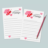 Bee Mine Valentine - Personalized Lined Letter Writing Stationery - The Note House