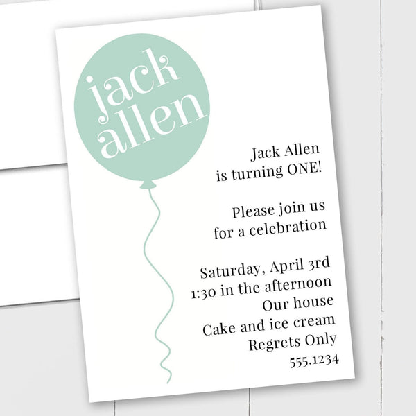 Birthday Balloon - Custom Invitation - The Note House