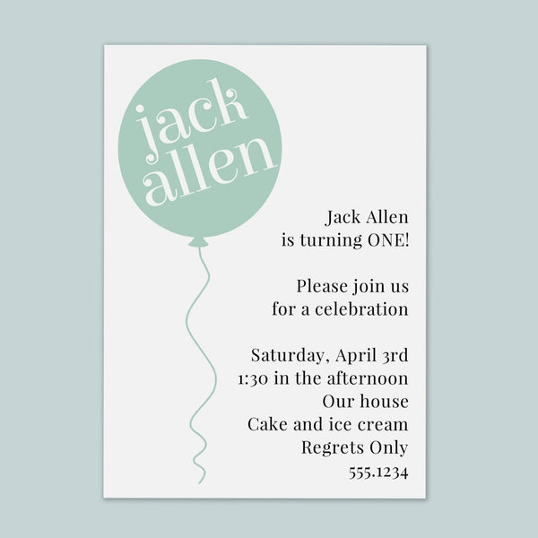 Birthday Balloon - Custom Invitation - The Note House