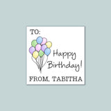 Birthday Balloons Pastel - Personalized Square Gift Sticker - The Note House