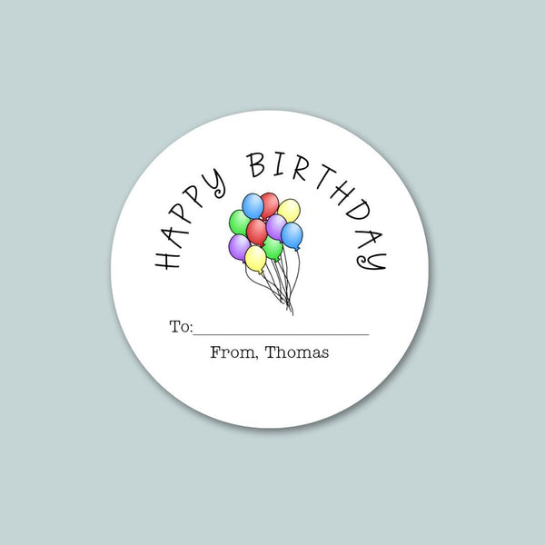 Birthday Balloons - Personalized Round Gift Sticker - The Note House