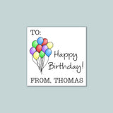 Birthday Balloons - Personalized Square Gift Sticker - The Note House