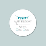 Birthday Pennant - Personalized Round Gift Sticker - The Note House