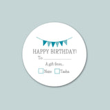 Birthday Pennant - Personalized Round Gift Sticker - The Note House