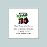 Buffalo Plaid Holiday Stockings - We've Moved Address Label - The Note House