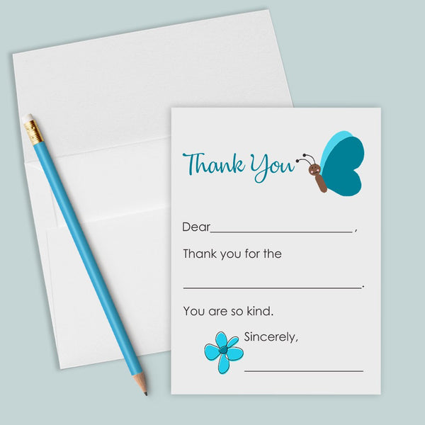 Butterfly - Fill-in-the-Blank Thank You Cards - The Note House