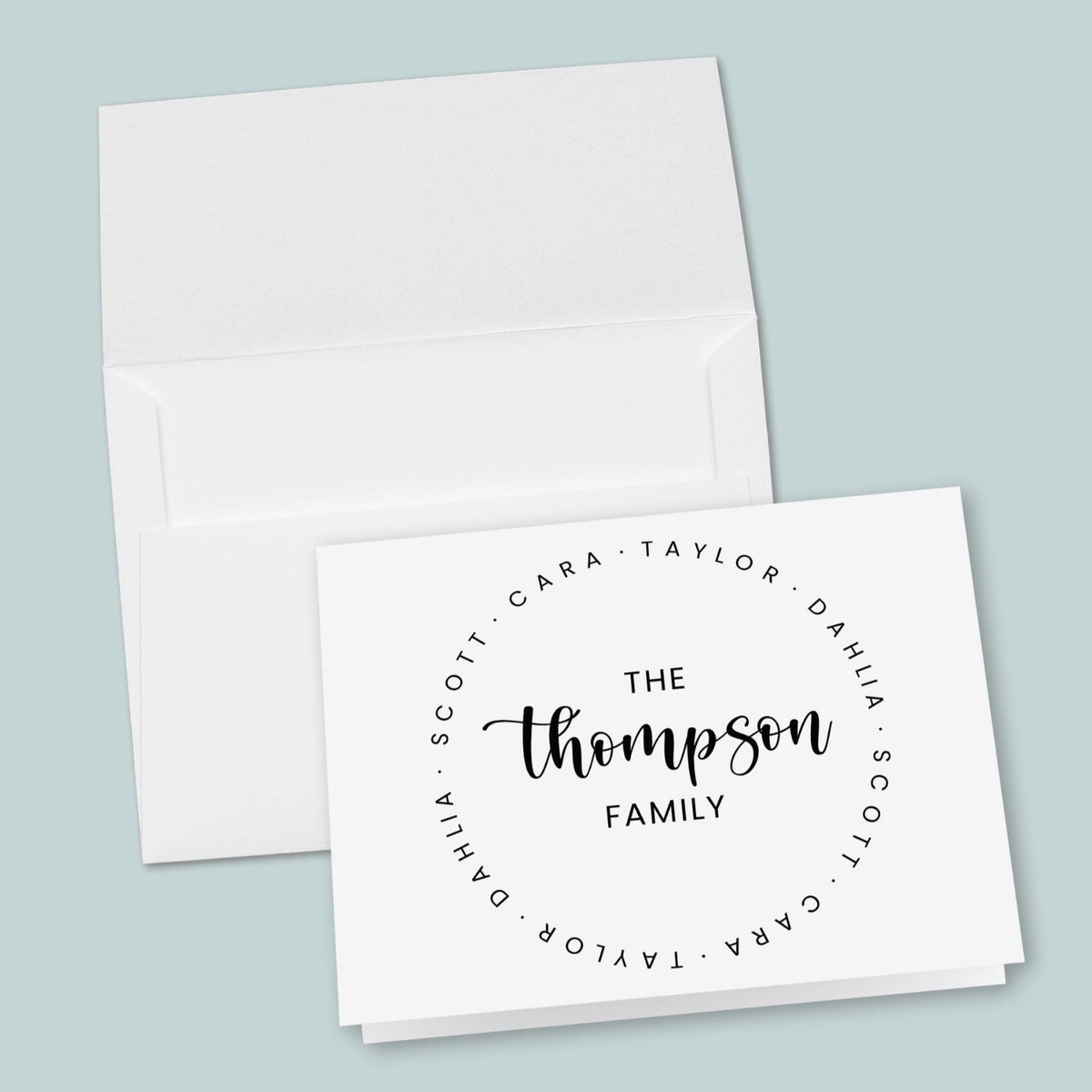 Calligraphy Script Family Circle - Personalized Folded Note Card - The Note House