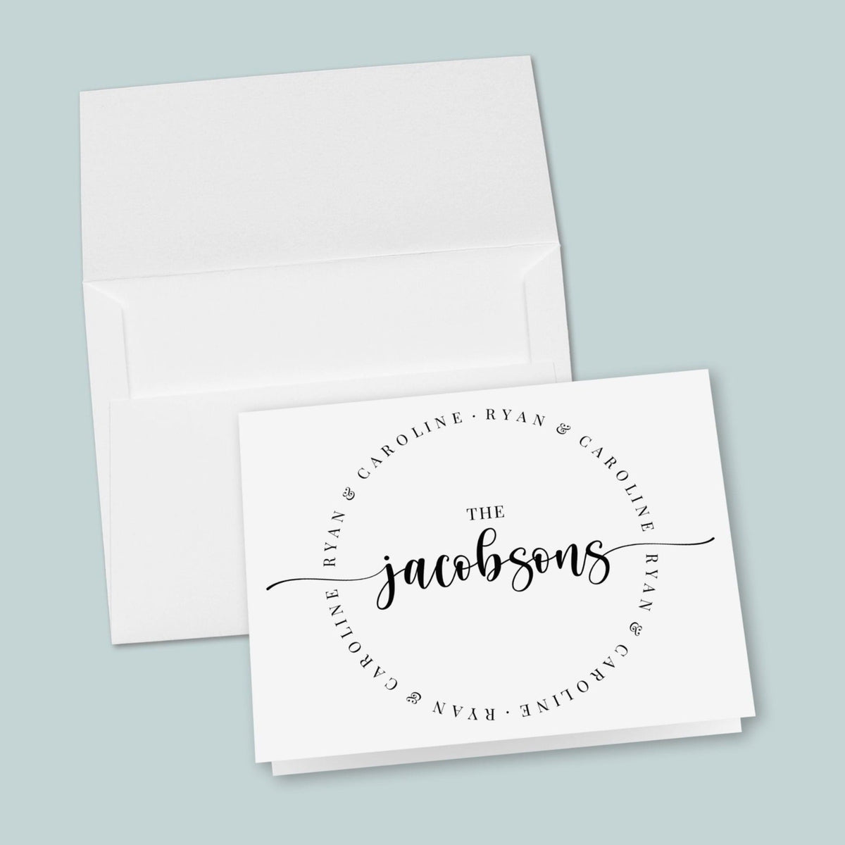 Calligraphy Script Newlywed Family Circle - Folded Note Card - The Note House