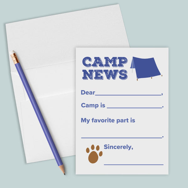 Camp News (Blue) - Fill-in-the Blank Camp Notes - The Note House