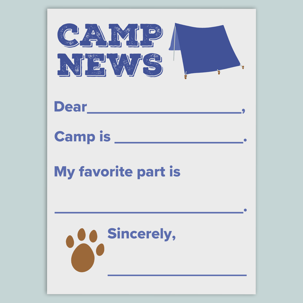 Camp News (Blue) - Fill-in-the Blank Camp Notes - The Note House