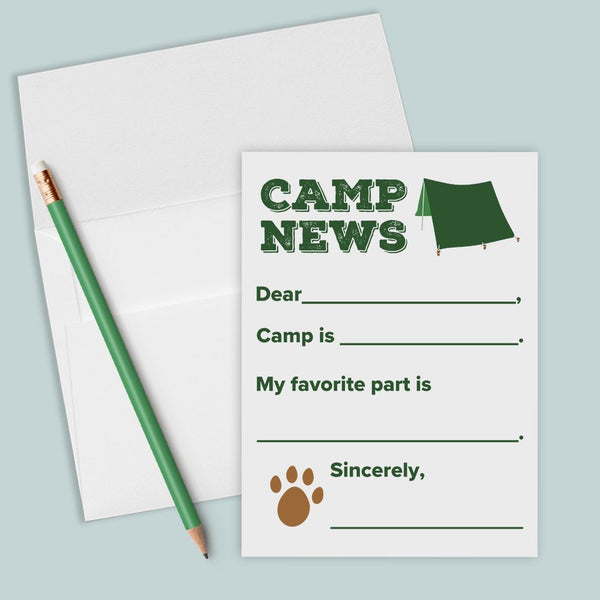 Camp News (Green) - Fill-in-the Blank Camp Notes - The Note House