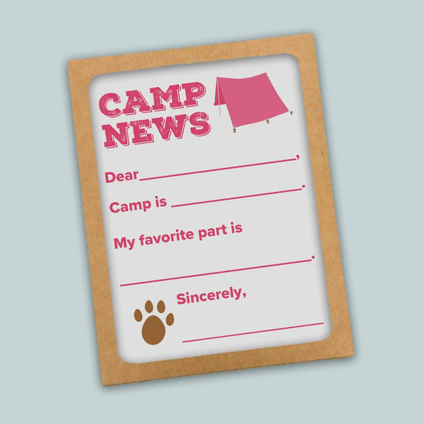 Camp News (Pink) - Fill-in-the Blank Camp Notes - The Note House