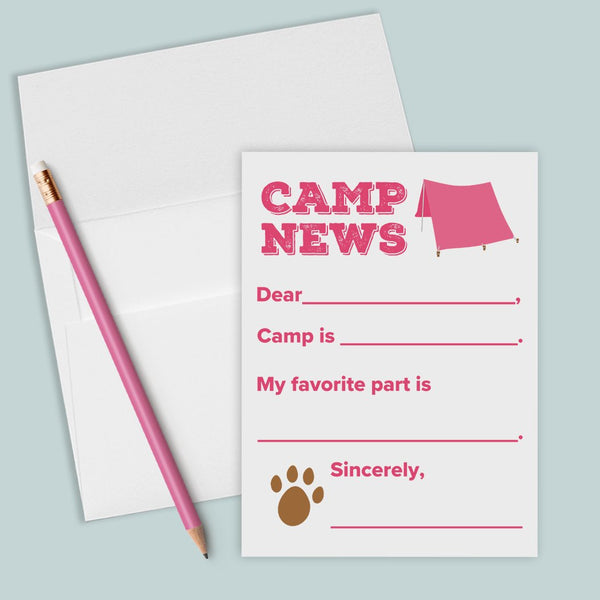 Camp News (Pink) - Fill-in-the Blank Camp Notes - The Note House