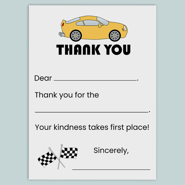 Car - Fill-in-the-Blank Thank You Cards - The Note House