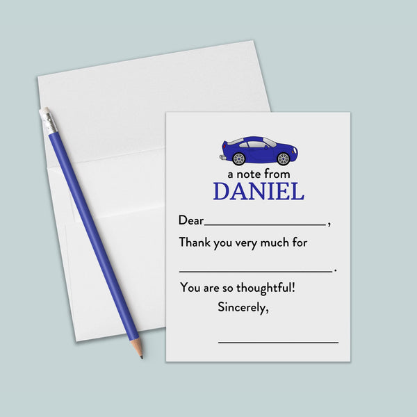 Car - Personalized Fill-in-the-Blank Thank You Cards - The Note House