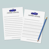 Car - Personalized Lined Letter Writing Stationery - The Note House