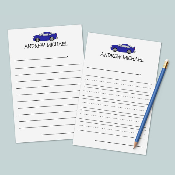 Car - Personalized Lined Letter Writing Stationery - The Note House