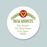 Christmas Heart - We've Moved Round Address Label - The Note House