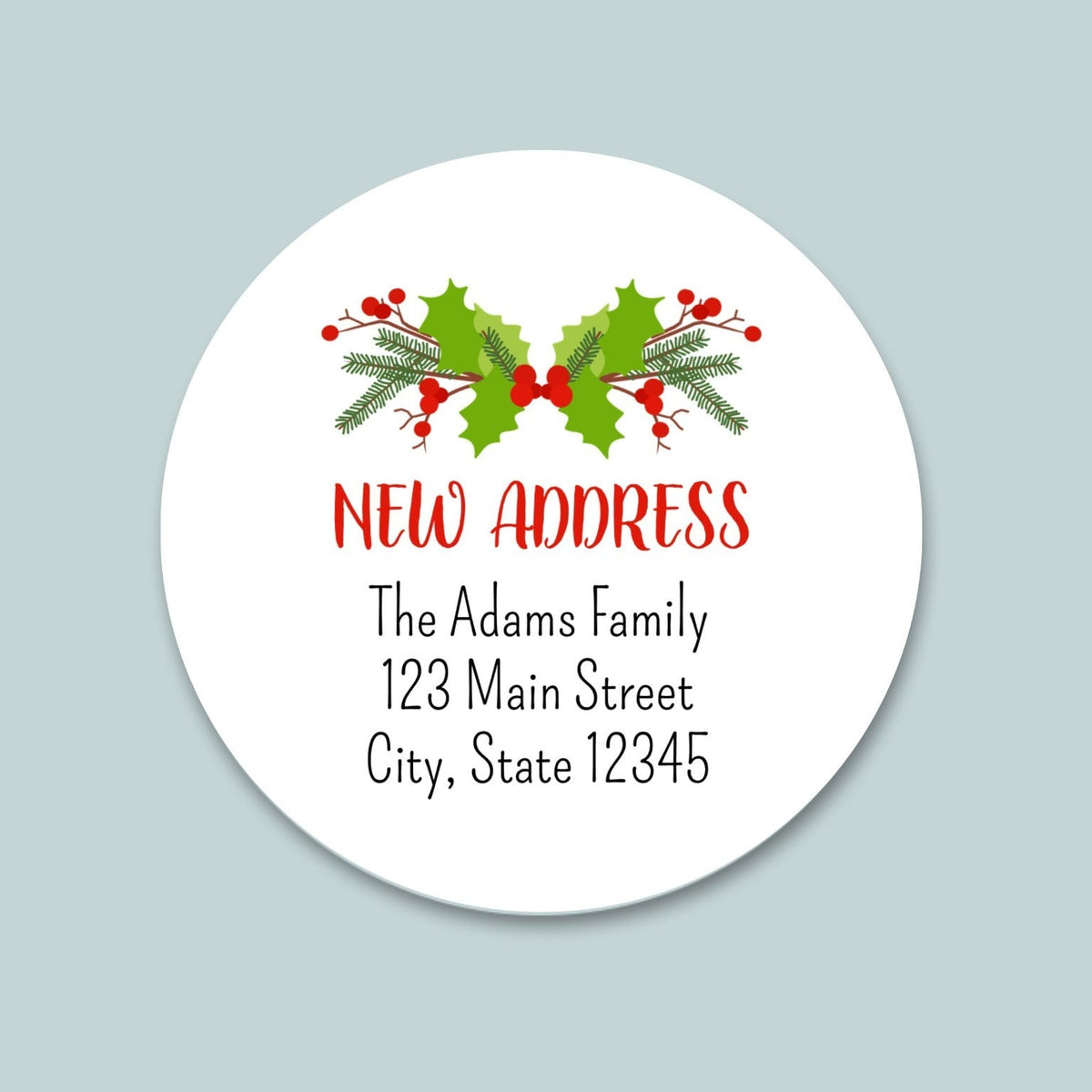 Christmas Holly - We've Moved Round Address Label - The Note House