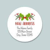 Christmas Holly - We've Moved Round Address Label - The Note House