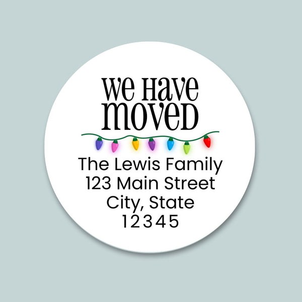 Christmas Lights - We've Moved Round Address Label - The Note House