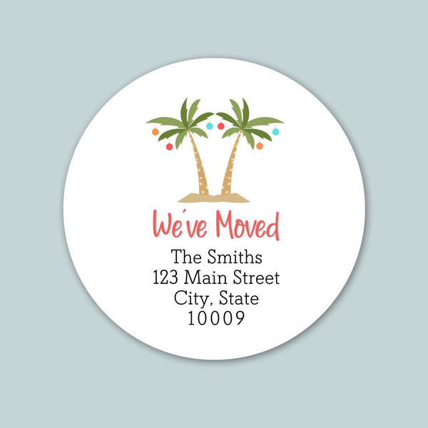 Christmas Palm Tree - We've Moved Round Address Label - The Note House