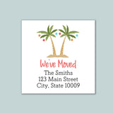 Christmas Palm Trees - We've Moved Address Label - The Note House