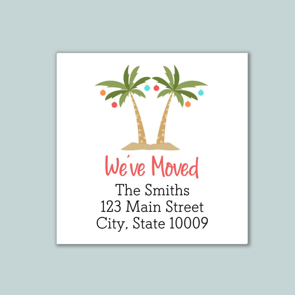 Christmas Palm Trees - We've Moved Address Label - The Note House