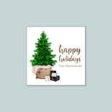 Christmas Tree in a Basket - Personalized Square Gift Sticker - The Note House