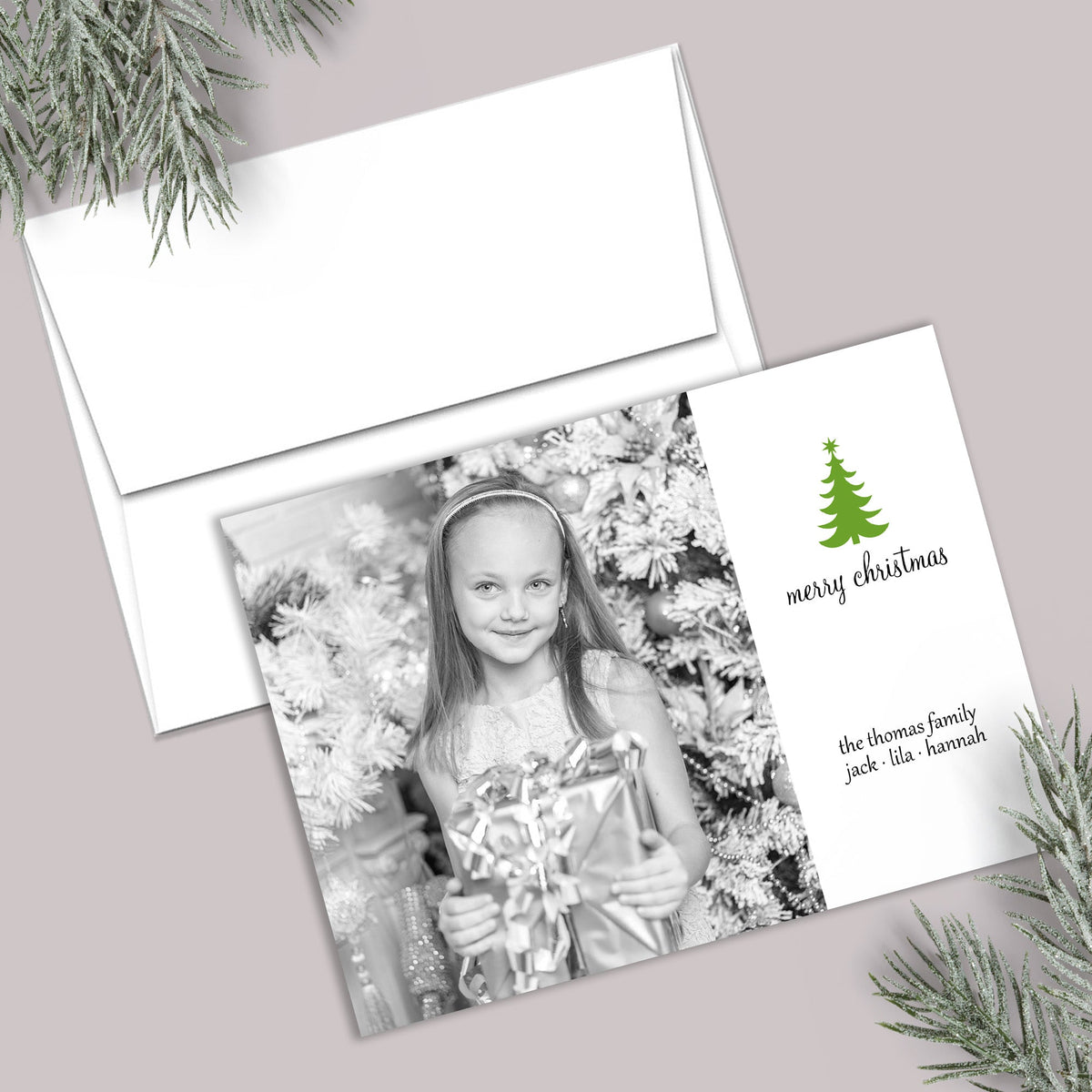 Christmas Tree - Personalized Photo Card - The Note House