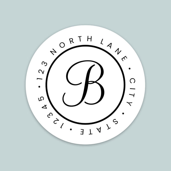 Classic Block Initial - Round Address Label - The Note House