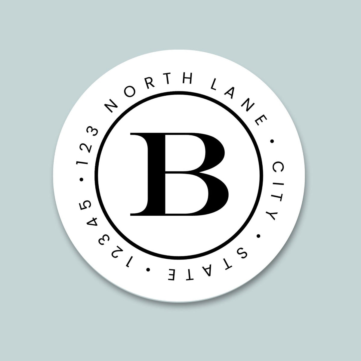 Classic Block Initial - Round Address Label - The Note House