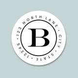 Classic Block Initial - Round Address Label - The Note House