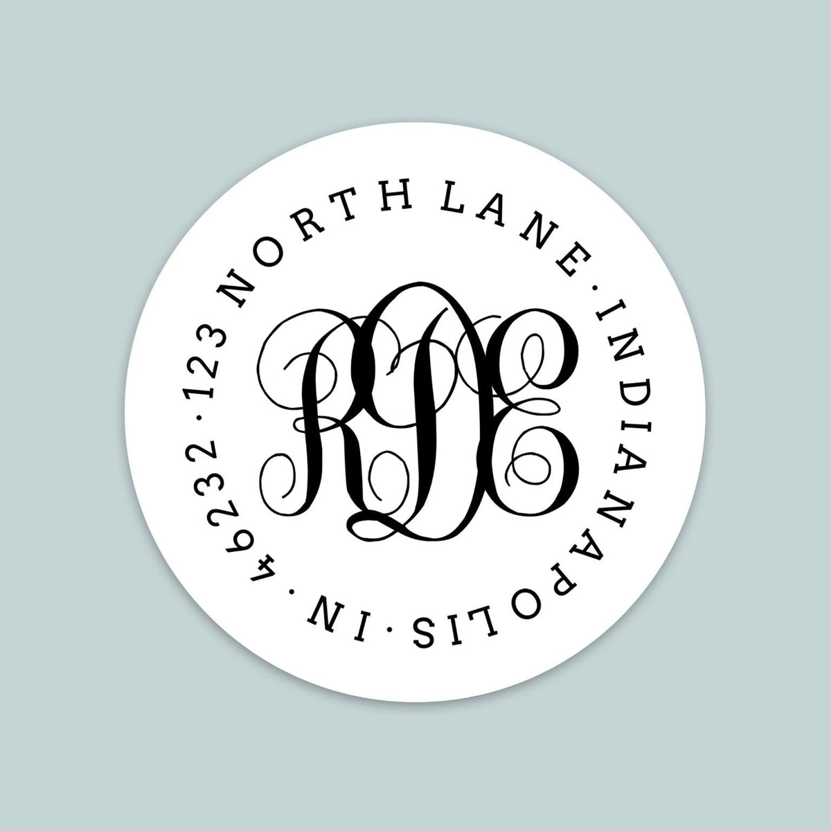 Classic Interlocking Monogram - Round Address Label - The Note House