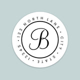Classic Script Initial - Round Address Label - The Note House