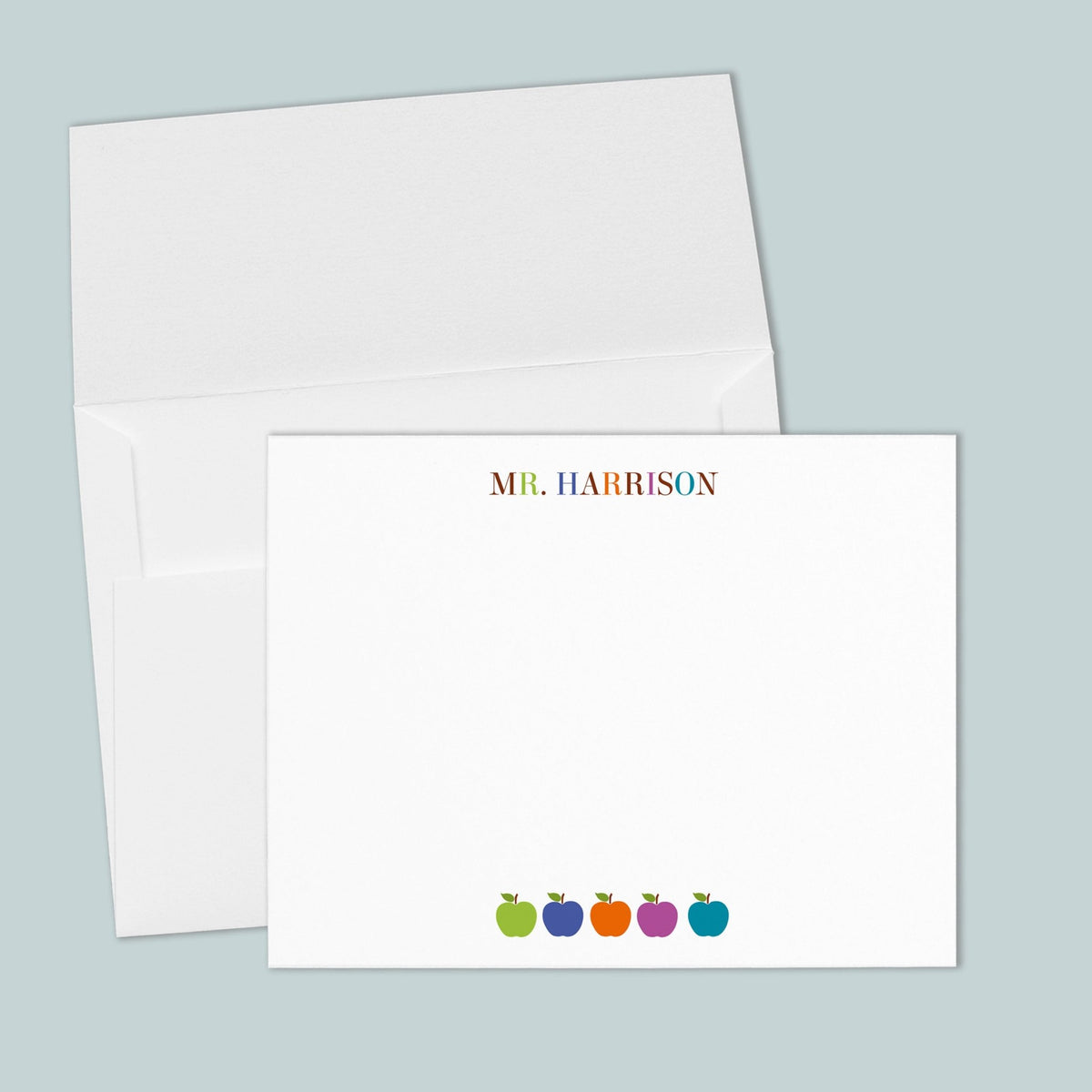 Colorful Apples - Personalized Flat Note Card - The Note House