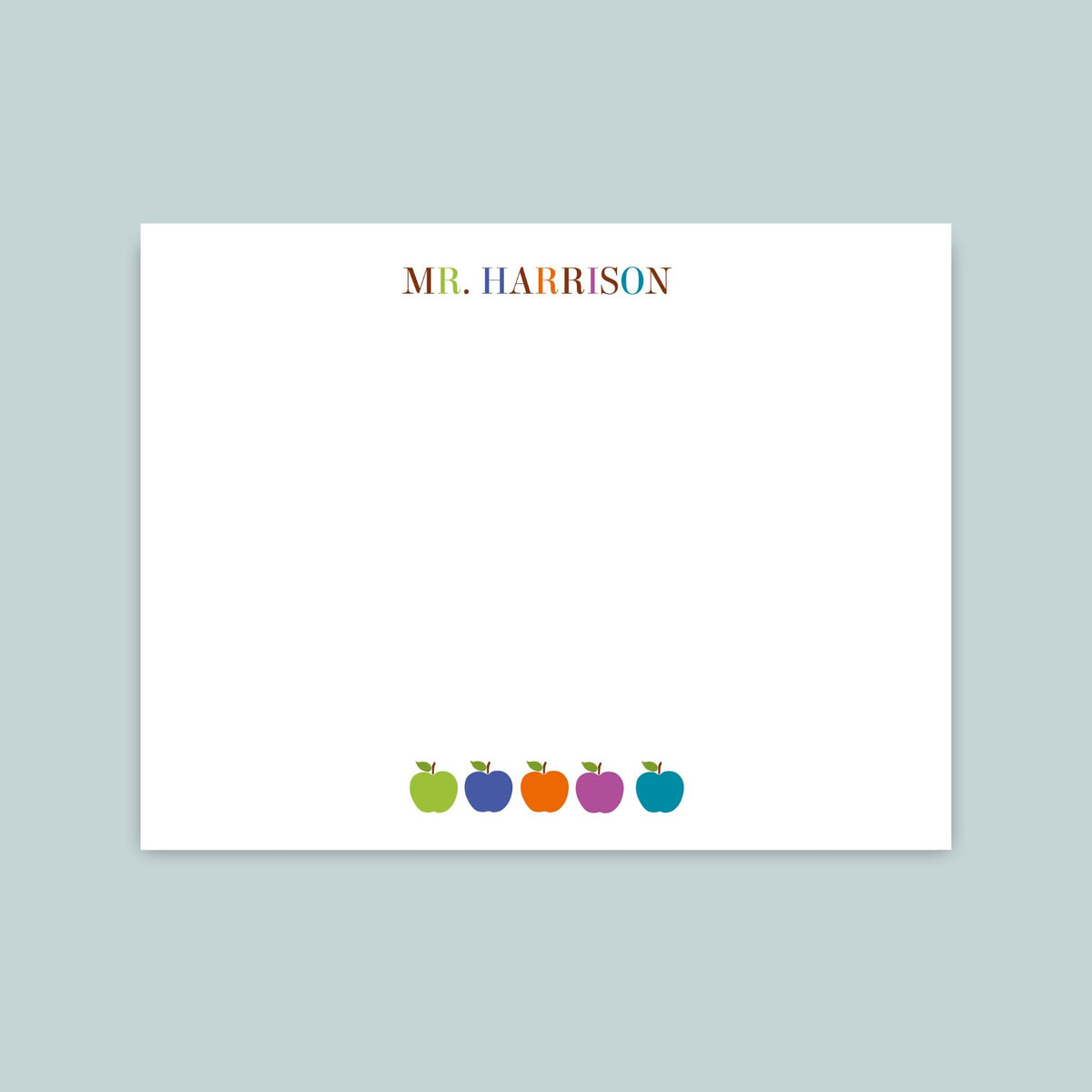 Colorful Apples - Personalized Flat Note Card - The Note House