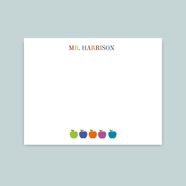 Colorful Apples - Personalized Flat Note Card - The Note House