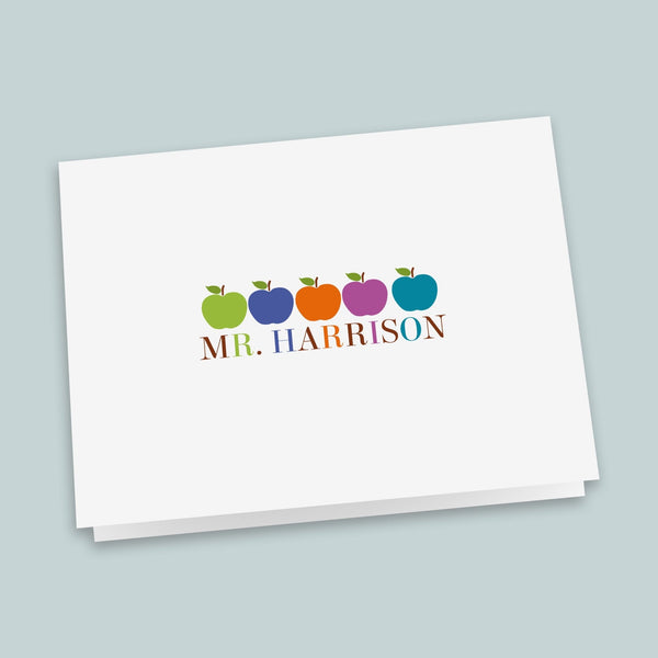 Colorful Apples - Personalized Folded Note Card - The Note House