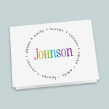 Colorful Family Name - Personalized Folded Note Card - The Note House