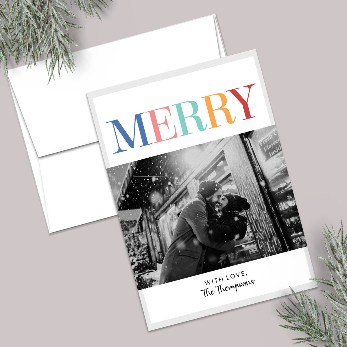Colorful Merry - Personalized Photo Card - The Note House