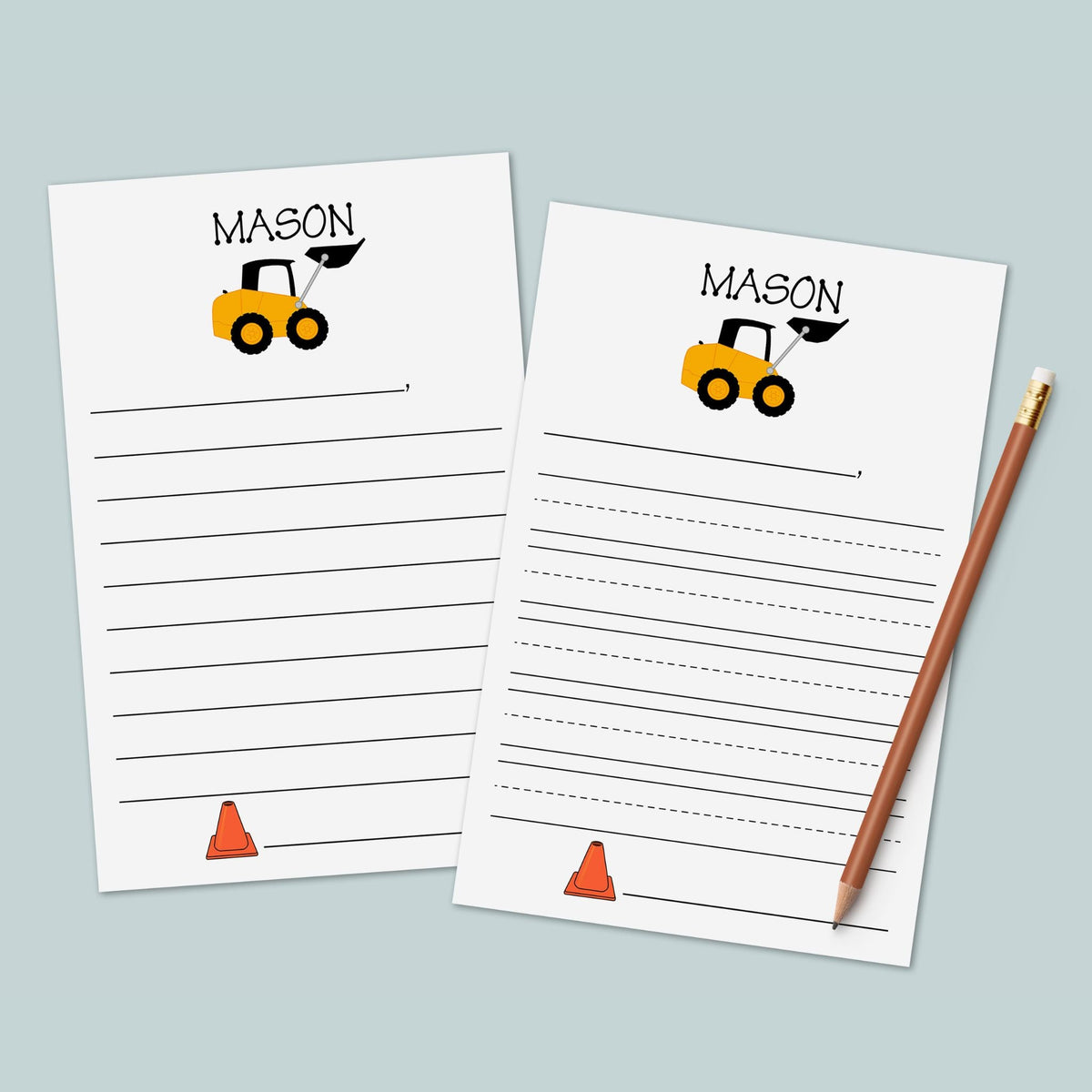Construction - Personalized Lined Letter Writing Stationery - The Note House