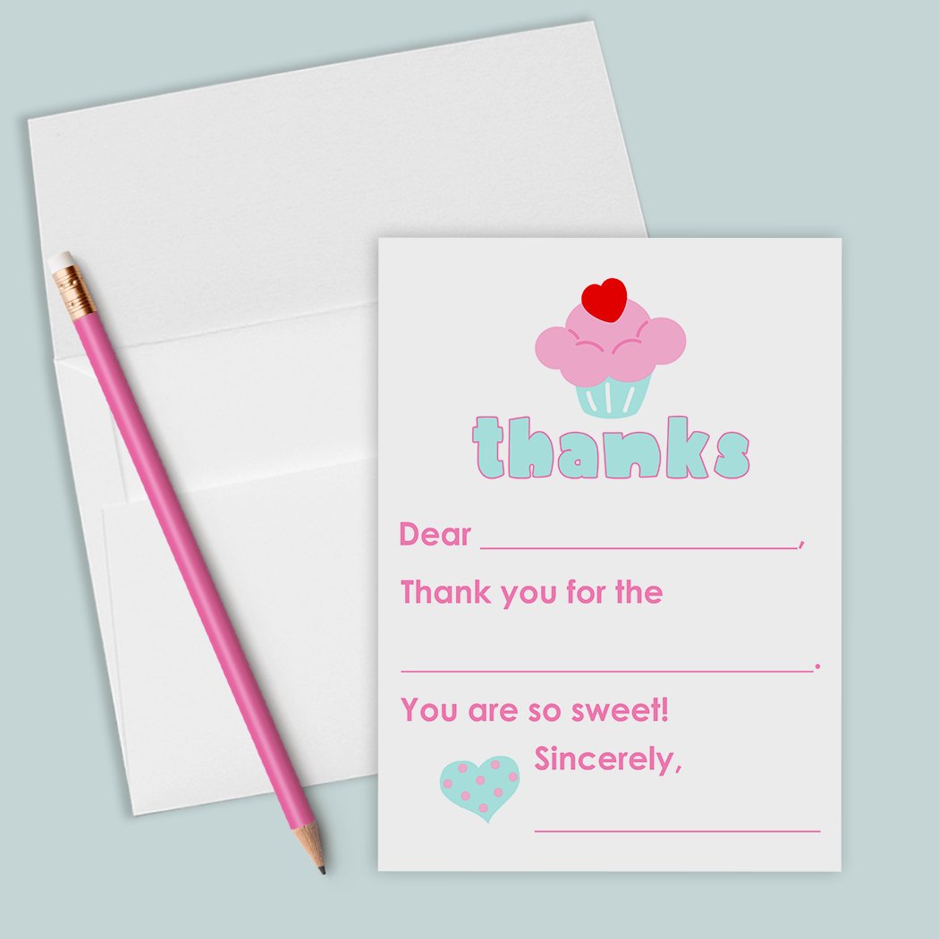 Cupcake - Fill-in-the-Blank Thank You Cards - The Note House