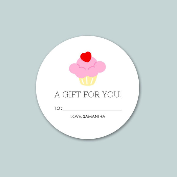Cupcake - Personalized Round Gift Sticker - The Note House