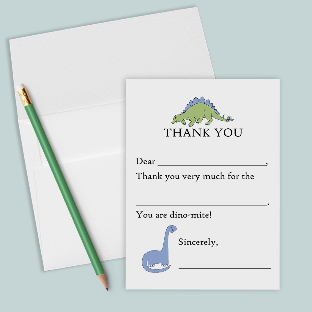 Dinosaurs - Fill-in-the-Blank Thank You Cards - The Note House