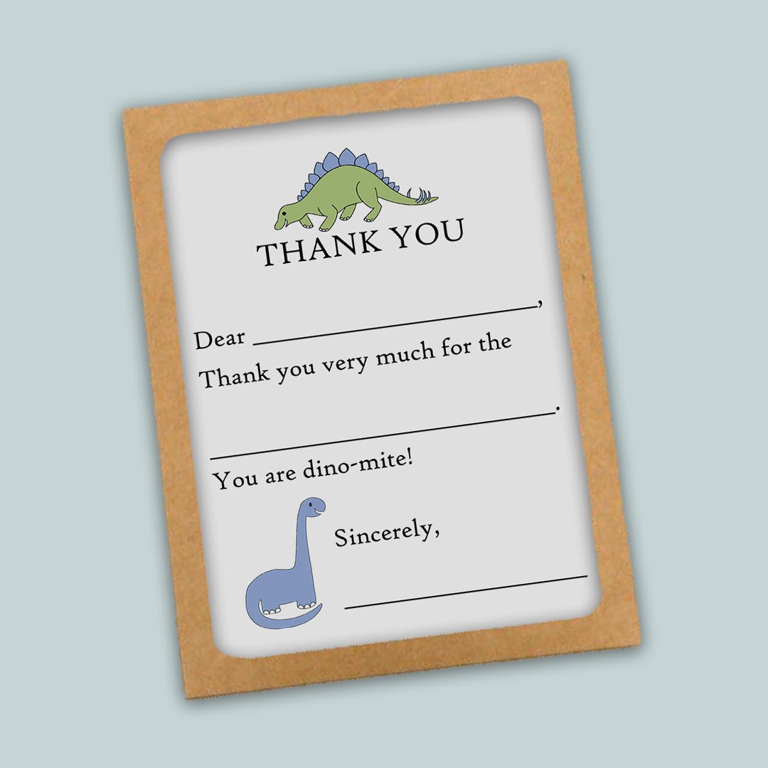 Dinosaurs - Fill-in-the-Blank Thank You Cards - The Note House